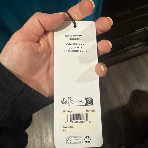 Nwt ALO men’s core hooded runner teal sz XL - Picture 2 of 3